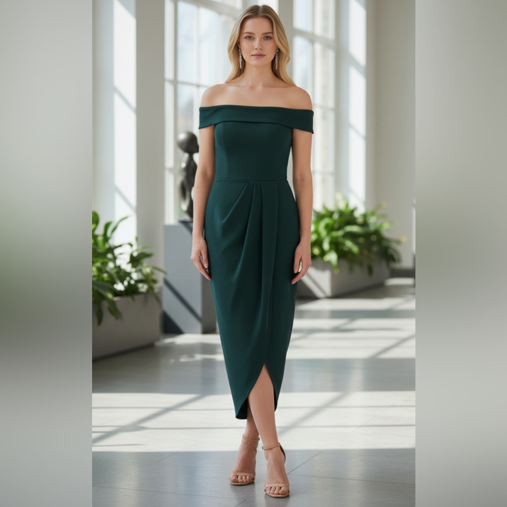 NWT Anthropologie BHLDN Thompson
Dress OFF-THE-SHOULDER SIZE 10 Emerald green.